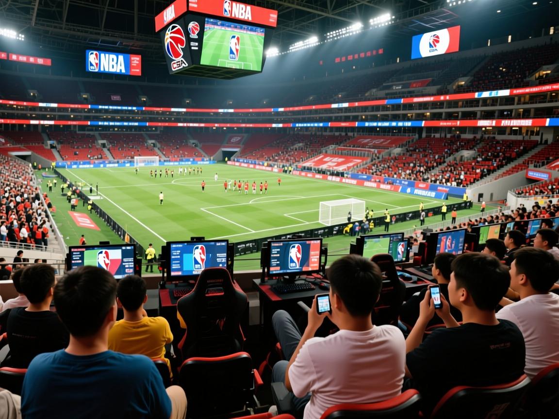 热衷足球的球迷聚集观看几支球队的风采